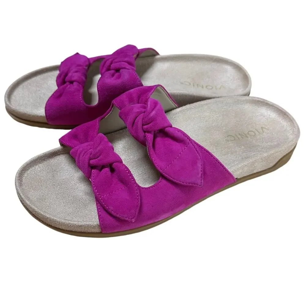 Vionic Elara Slide Sandal Rose Violet Suede Women's Size 7.5 New Without Box